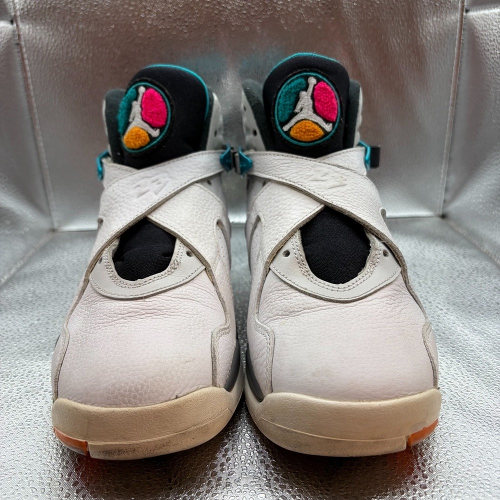 Size 7Y Air Jordan 8 Retro South Beach White Turbo Green Kids Shoes 305368-113 - Picture 3 of 10